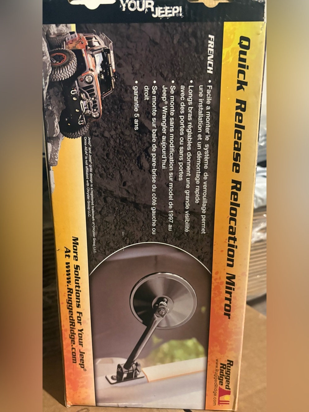 Black Rugged Ridge Quick Release Mirror - Picture 2 of 3